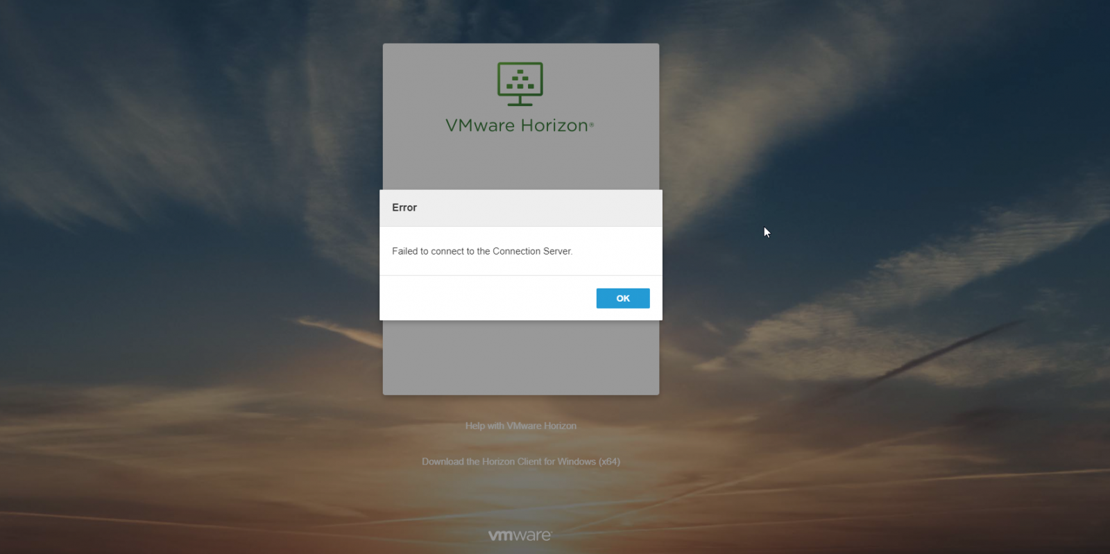 vmware horizon client install failed